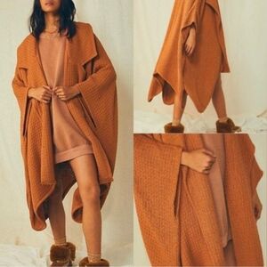 Free People Regina Waffle Cardigan / Kimono /Jacket Camel Bronze Size OS NWT$228